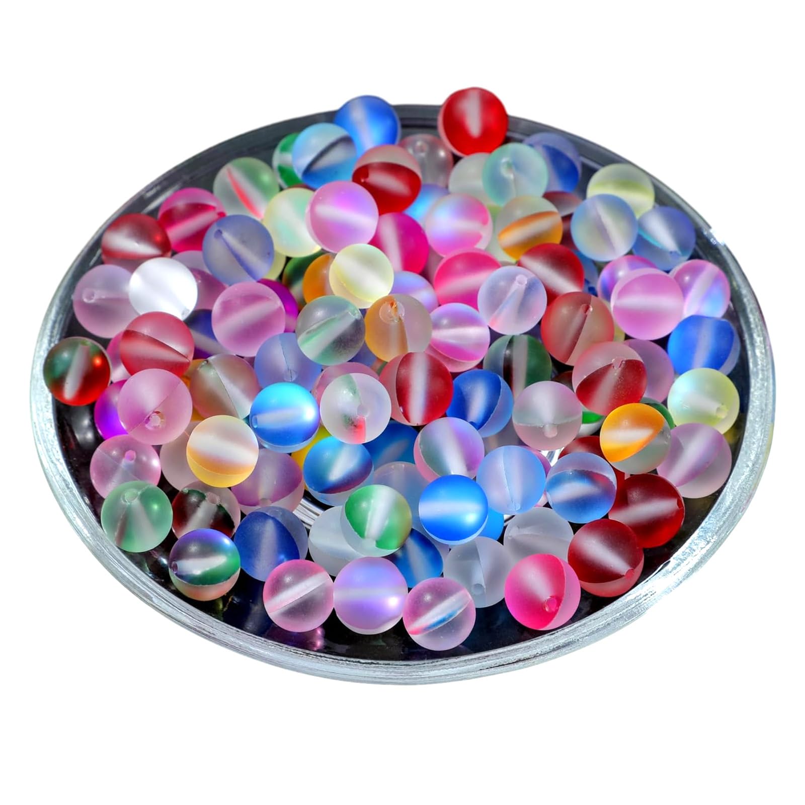 EULAPGOE 110 Pcs Crystal Glass Beads, Glass Beads for Threading Jewellery Beads, 8 mm Round Jewellery Beads