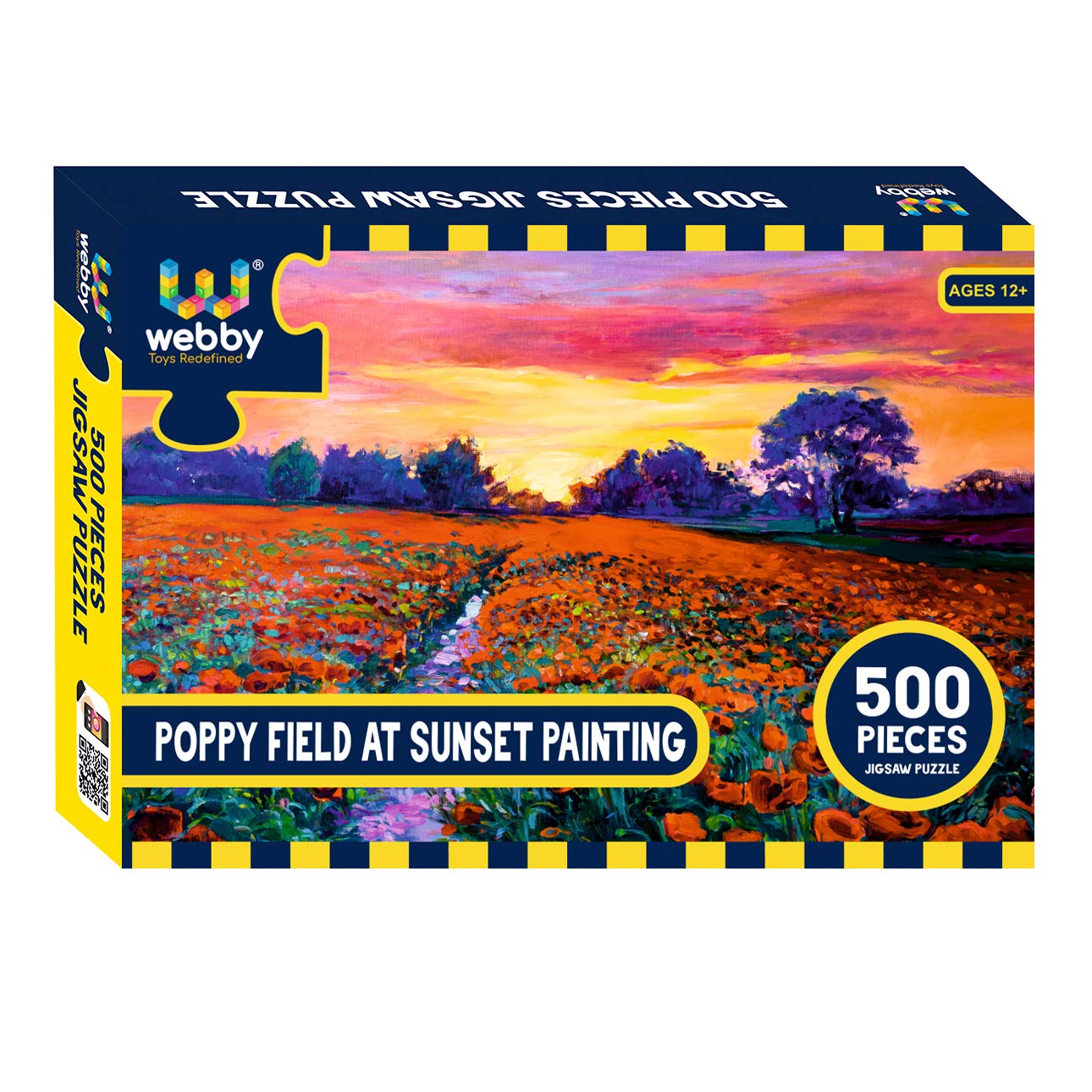 Webby Poppy Field at Sunset Painting Jigsaw Puzzle, 500 Pieces