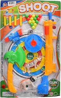 مسدس بلاستيك متوسط متعدد الوظائف مع منظار بلاستيك واسد للأولاد مجموعة من 25 قطعة - متعدد الألوان