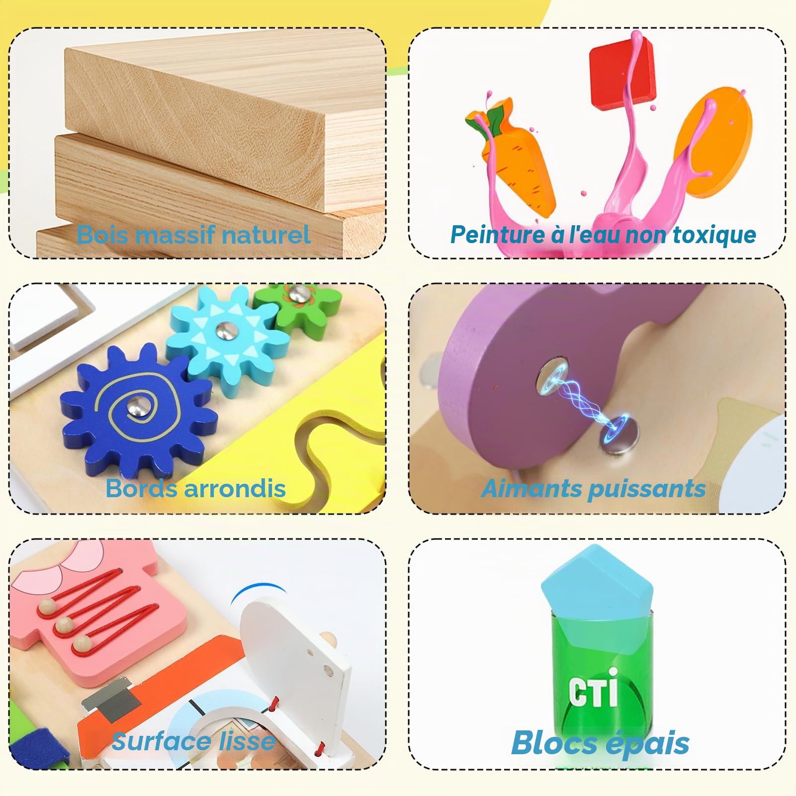 LZDMY Busy Board Montessori Âge 1 2 3 Ans, 2 en 1 Planche Activité Montessori, Tableau Activité Jeux Educatif, Jouet d'Éveil en Bois Sensoriel Parcours pour Bébé, Idéal Cadeau pour Garçons Filles