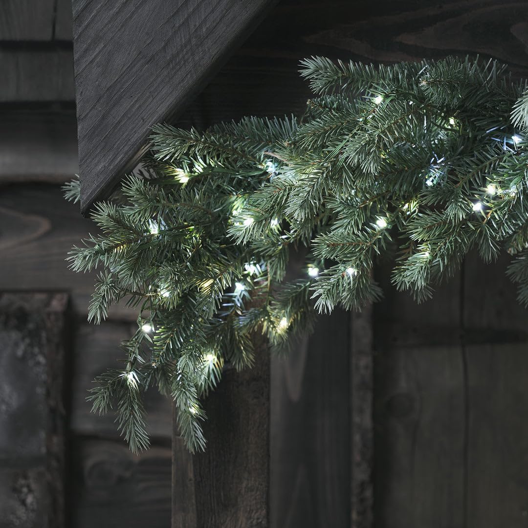 Lights4fun 150cm Dual LED Weihnachtsgirlande beleuchtet Girlande künstlich Außen Deko Weihnachten mit Timer