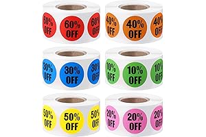 3000 Count Vivid % Off Sale Discount Stickers