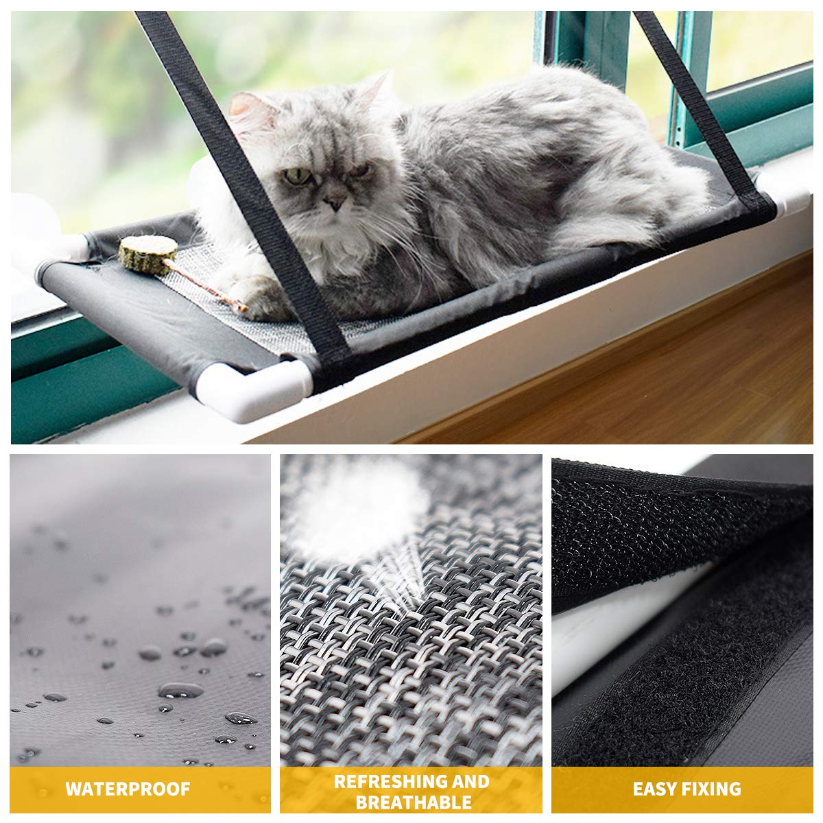 PETCUTE Hamac pour Chat hamac de fenêtre pour Chat Perche de Chat de fenêtre lit Chat Perchoirs de fenêtre pour Chats jusqu'à 10kg
