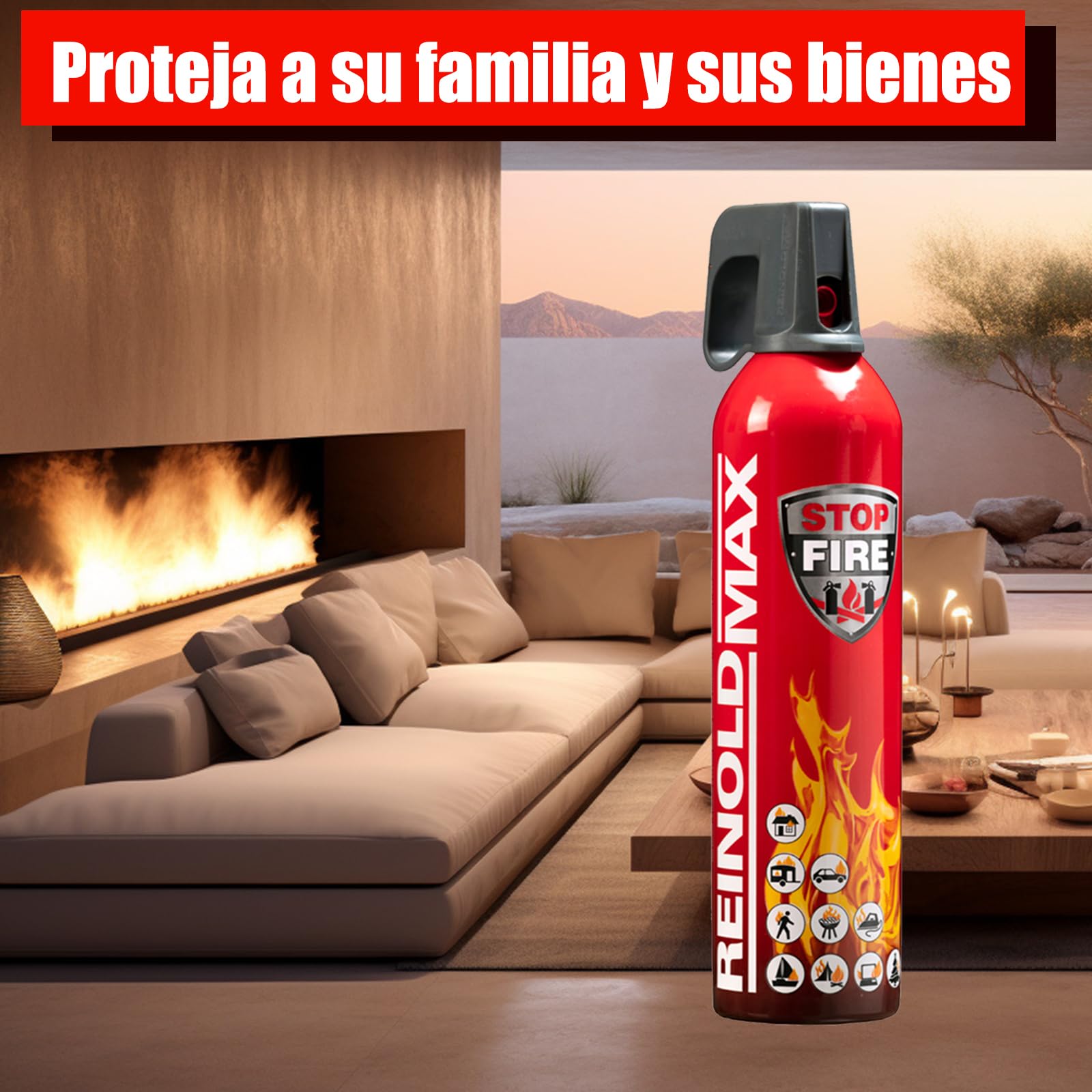 Pequeño extintor de coche, extintor de hogar, extintor de cocina para todos los fuegos, extintor multiusos.4305-6 – Extintor de espuma 750 gramos Espuma apagafuegos AFFF de acción