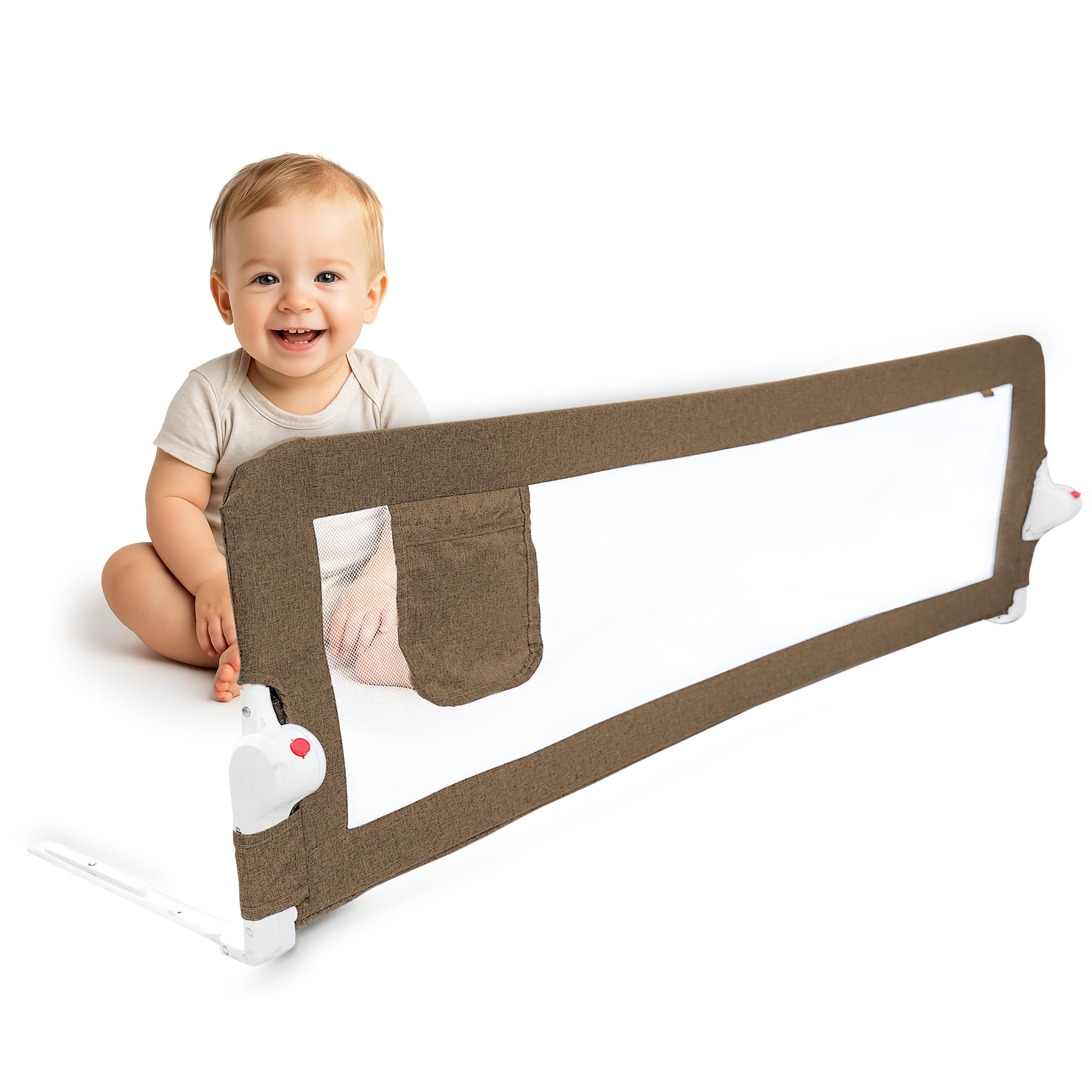 NooMii Rausfallschutz – faltbares Bettgitter 150×35×48,5 cm, Bettumrandung für Babybett, Kinderbett & Boxspringbett; Bettschutzgitter, Sicherheitsnetz; Sicherheit & Komfort für Babys & Kleinkinder