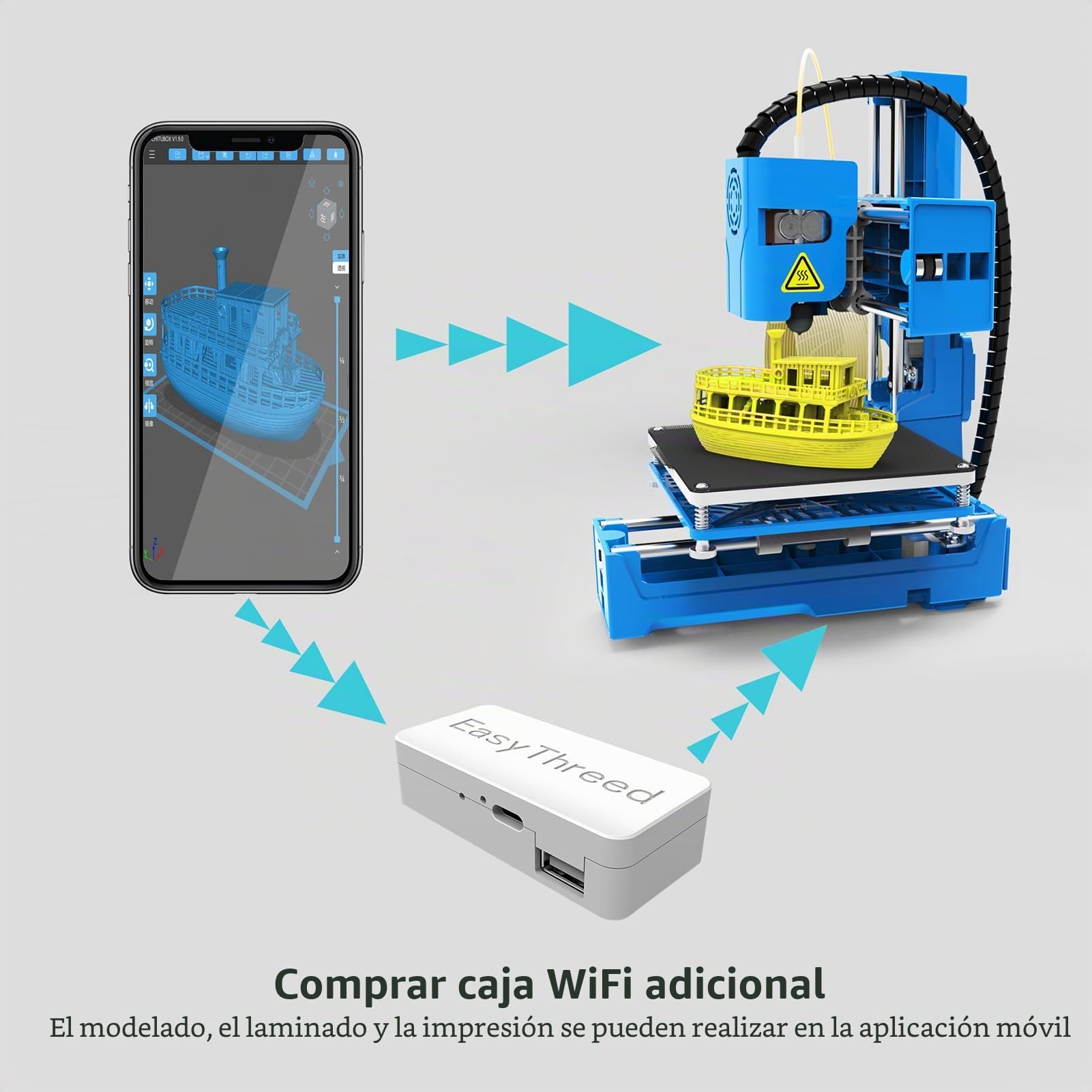 Impresora 3D Mini máquina de impresión de Escritorio para niños 100x100x100mm Tamaño de impresión Plataforma extraíble Impresión de una Sola tecla con Tarjeta TF Filamento de Muestra PLA
