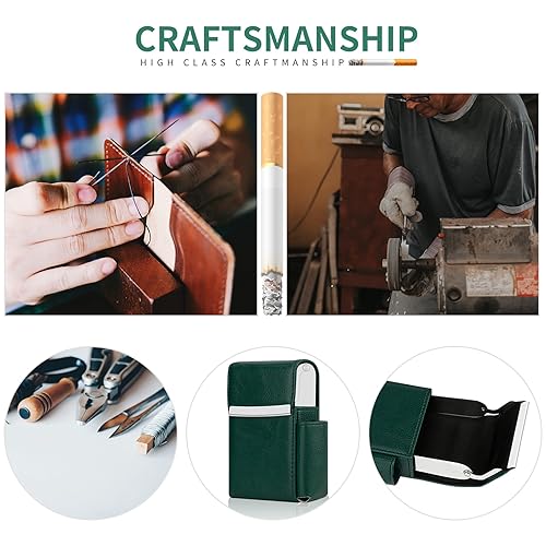 Miniatura 135 de Caja de cigarrillos deslizante de piel sintética con soporte para encendedor y trabilla para cinturón para hombres y mujeres, unisex A