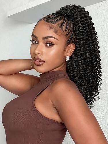 HANNE Ponytail Extension 18 Inch Jerry Curl Drawstring Ponytail for