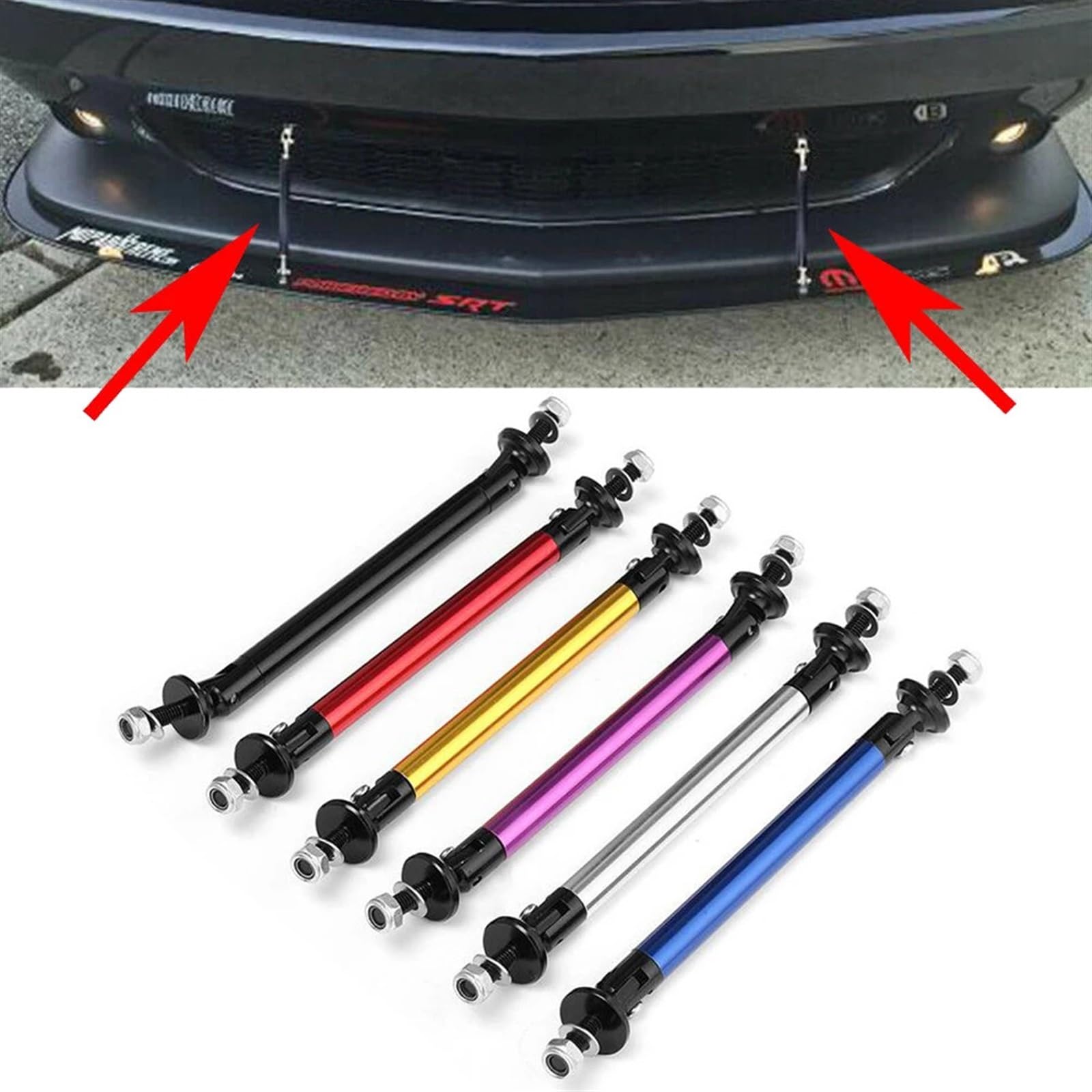 100mm 150mm 200mm Einstellbare Racing Frontschürze Lip Splitter Strut Spurstange Bar Unterstützung Kit Auto Styling 2Pcs(15cm Purple)