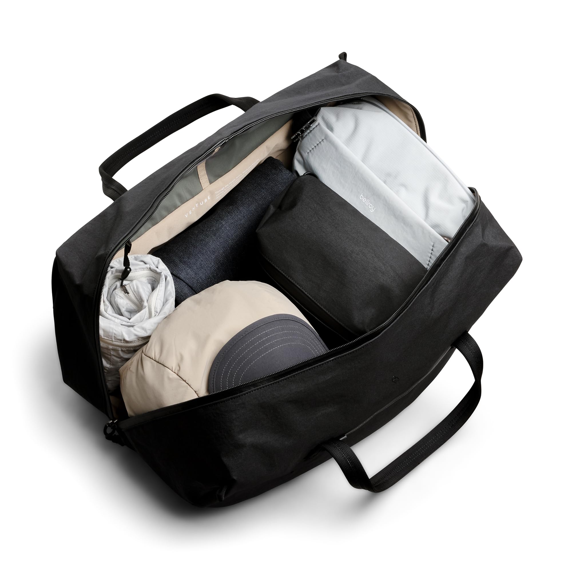 Bellroy Venture Ready Duffel, Bolsa de viaje Weekender 40L - Black | Bolsa de viaje weekender resistente 40L con organización optimizada