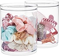 STORi Bella Tall Scrunchie Holder - Stackable Clear Plastic Containers (Set of 2) with Lids for Hair Accessories & Beauty Supplies | Made in USA