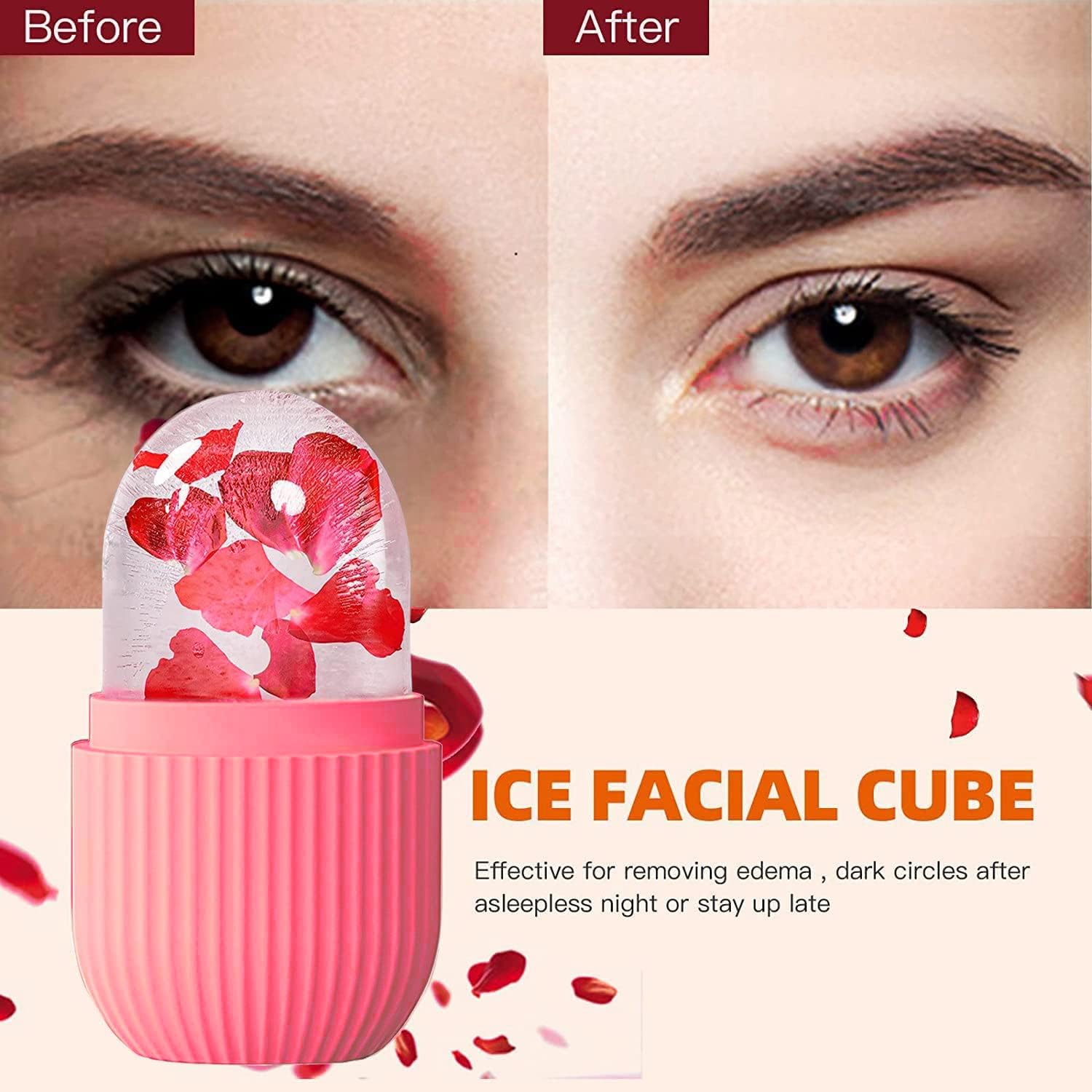 Inovera (Label) Ice Roller For Face Massager | Reusable Ice Holder Tool For Glowing & Clear Skin | Easy To Use And Carry | Cold Massage Therapy For Skin (Pink) 1