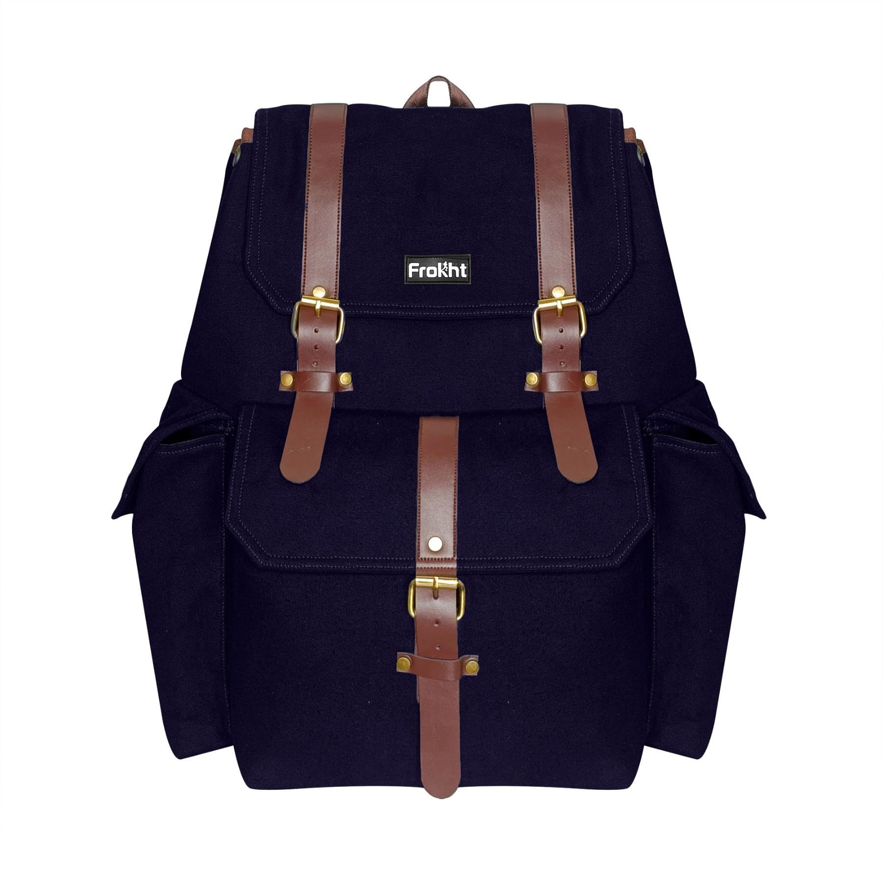 nexshop Stylish 15.6" Laptop Bag With Pockets Vegan Leather Backpack Cotton Canvas For Men And Women I Multipurpose Bag I Travel With Adjustable Strap | Unisex Sling Bag For Office/Travel-picture-24