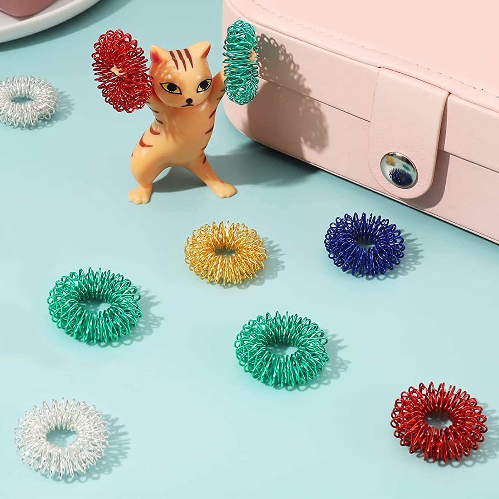 Set di 8 anelli antistress, anelli a batteria con anello per agopressione, anello regolabile anti-stress, efficace sollievo da paure e antistress, per ragazze e donne
