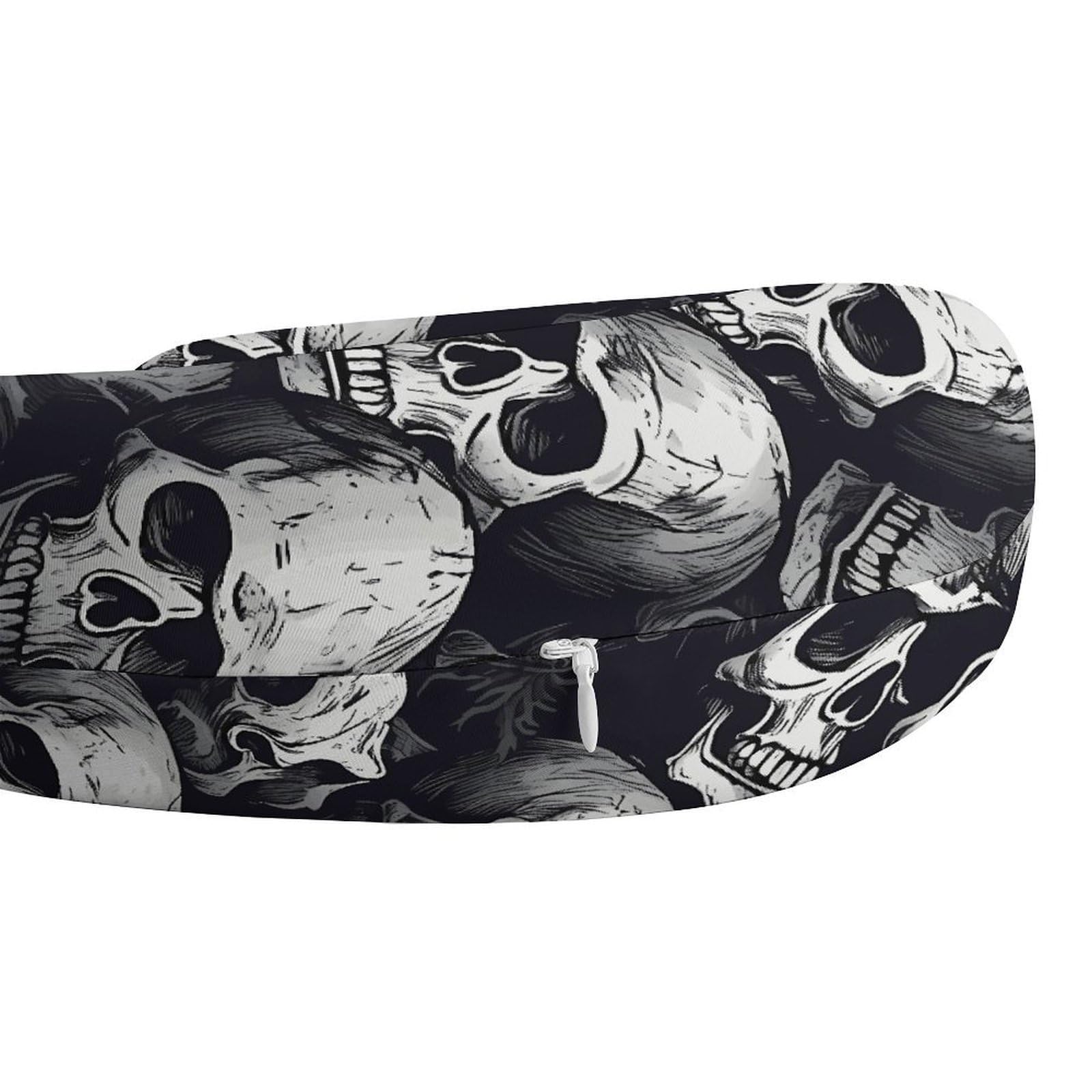 Almohada en forma de U con patrón de calaveras 1, núcleo de almohada de espuma viscoelástica, cojín, proporciona apoyo para el cuello, almohada de viaje, adecuada para aviones, coches