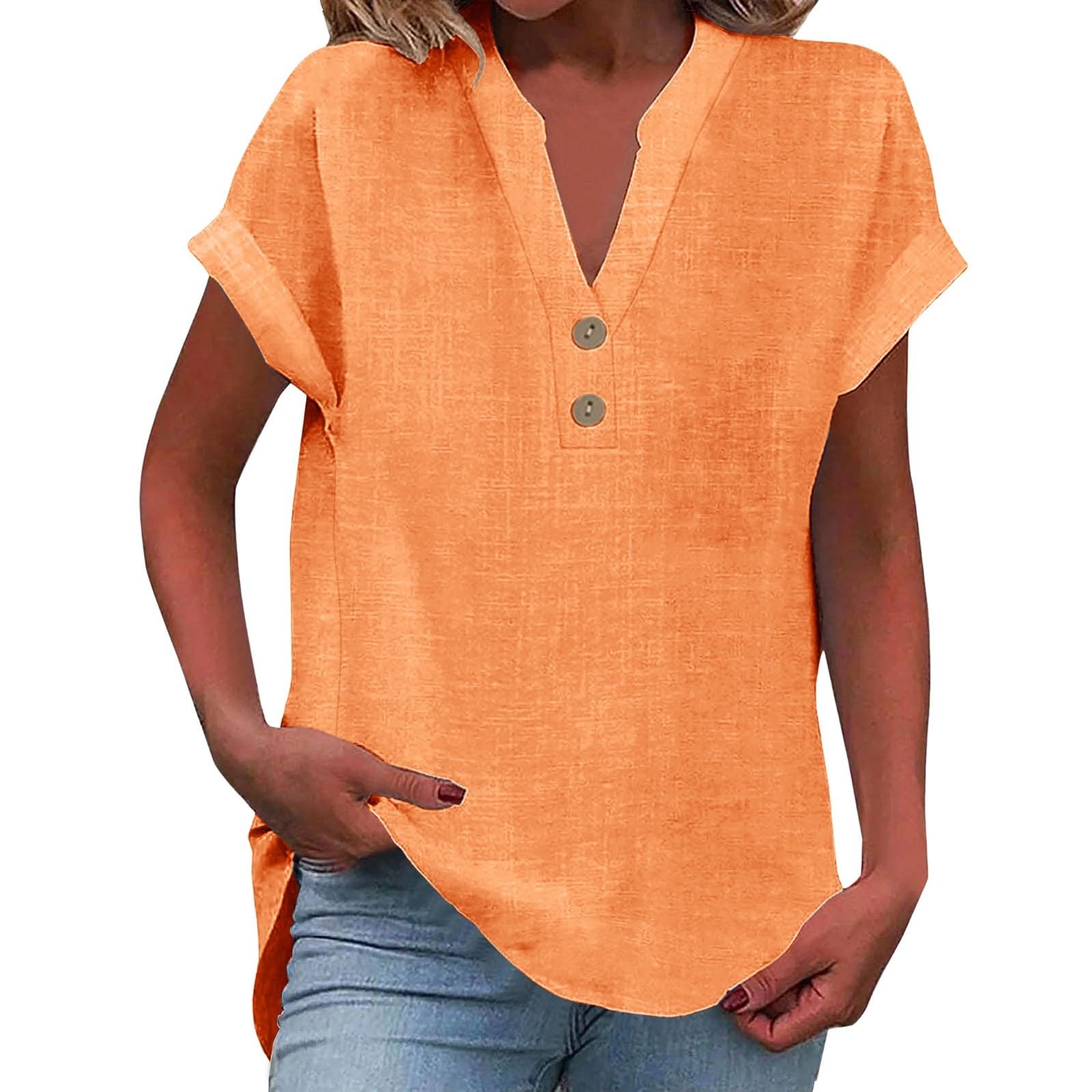 Générique Blouse Femme Grande Taille Chemisier Soie Femme Manches Moyenne Col Rondes Torsadé Granger Elegant D'éTé Tee Shirt avec Jean Tunique Chic Et Elegant