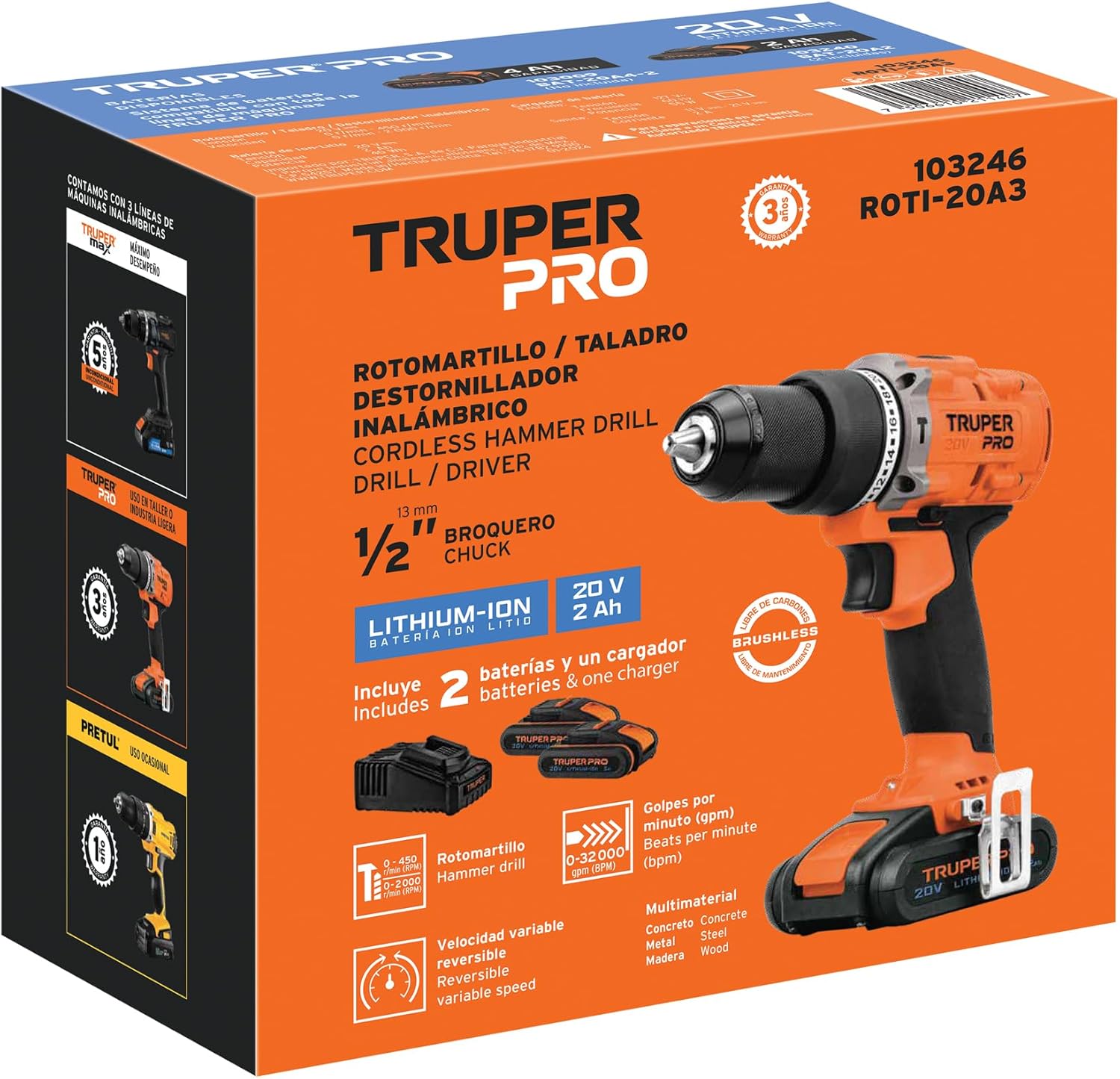 Truper PRO ROTI-20A3 product packaging