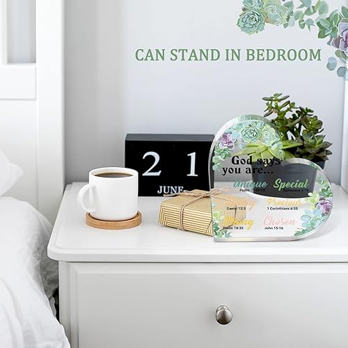 Miniatura 6 de Chunful Regalo cristiano para mujeres, girasoles, regalos para oficina, oraciones inspiradoras de pisapapeles, escritura religiosa, flor