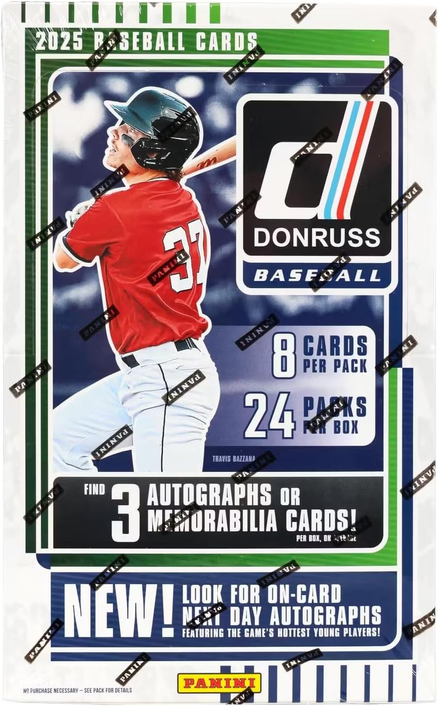 Panini 2025 Donruss Baseball Hobby Trading Card Box (Three Autographs or Memorabilia Cards Per Box)