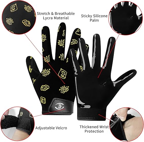 Vista 30 de Guantes de fútbol juvenil, guantes receptores juveniles, de silicona, antideslizantes, transpirables, con bandera estadounidense, experiencia