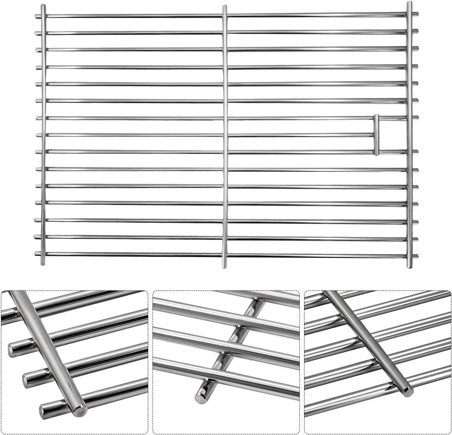 720-0099 Stainless Steel Cooking Grates Heat Plates & Cast Stainless Steel Grill Burners Kit Compatible with Jenn-Air 3 Burner Gas Grill Replace 720-0061 720-0171