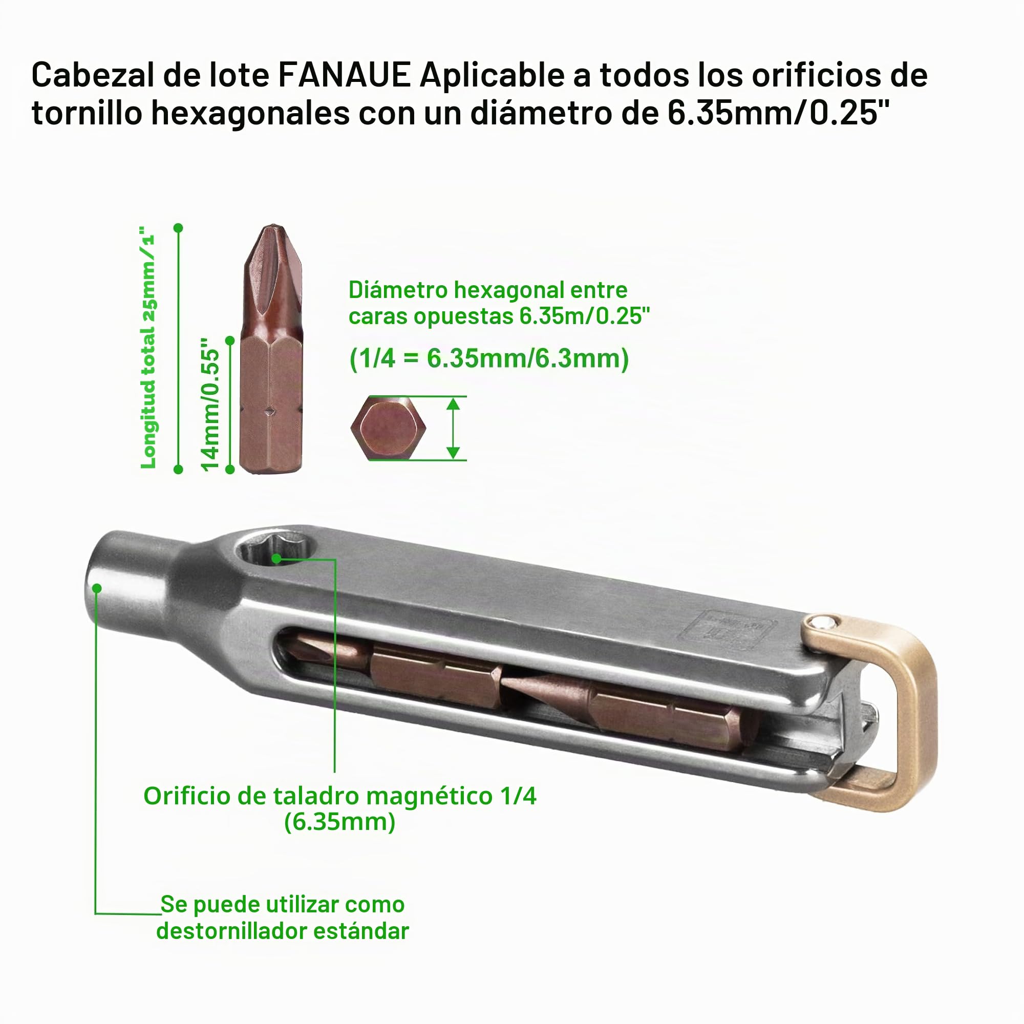 FANAUE Destornillador de bolsillo pequeño EDC de titanio con múltiples bits, kit profesional de herramientas de reparación magnéticas, juego de destornilladores de precisión mini 10 en 1, herramienta