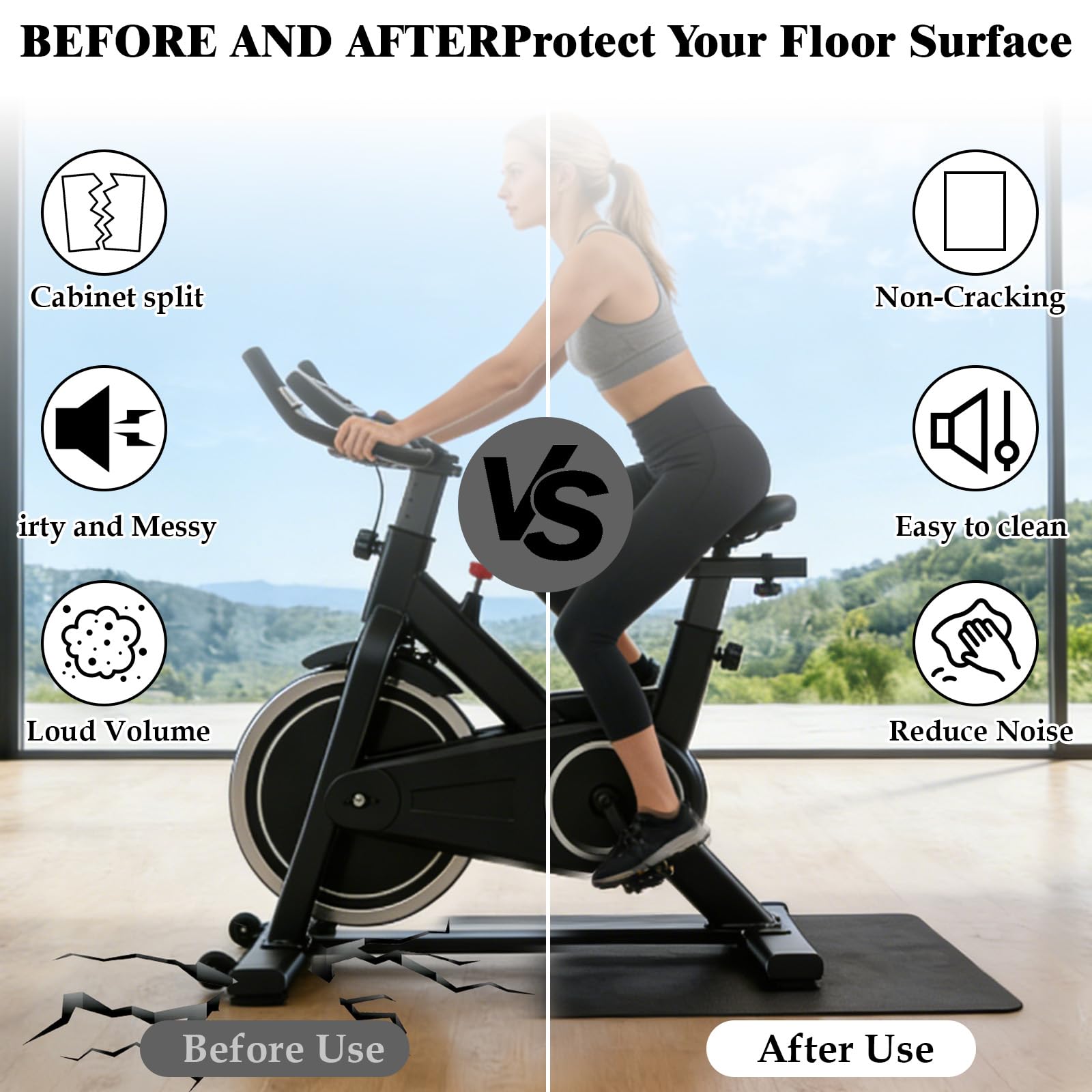 6mm Tapis de Protection de équipement de Fitness,Tapis Home Trainer,pour vélos d'exercice,protection de sol en PVC haute densité,pour de Course,Vélo,Elliptique