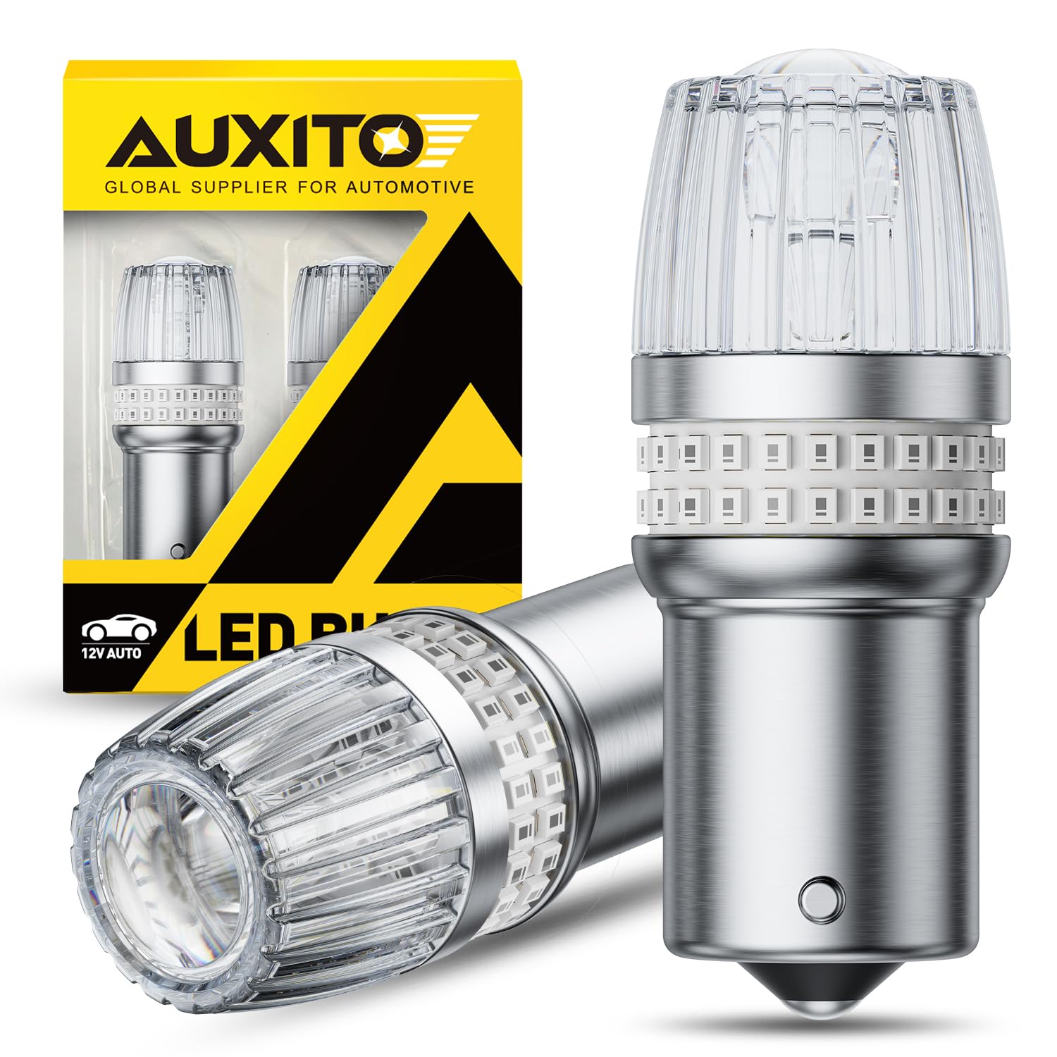 AUXITO Latest 1156 LED Bulbs Red Brake Lights Tail Lights, 700% Brighter 7506 BA15S P21W 1141 1003 LED Bulbs with Projector for Stop Third Brake Backup Reverse Tail Turn Signal Marker Light, Pack of 2