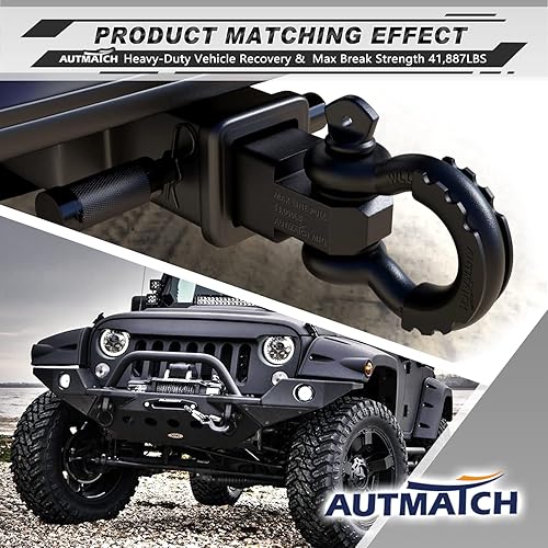 Miniatura 6 de AUTMATCH Grillete de anillo en D de 34 pulgadas (paquete de 2) 41,887 libras de resistencia a la rotura con pasador de tornillo de 78 pulgadas y