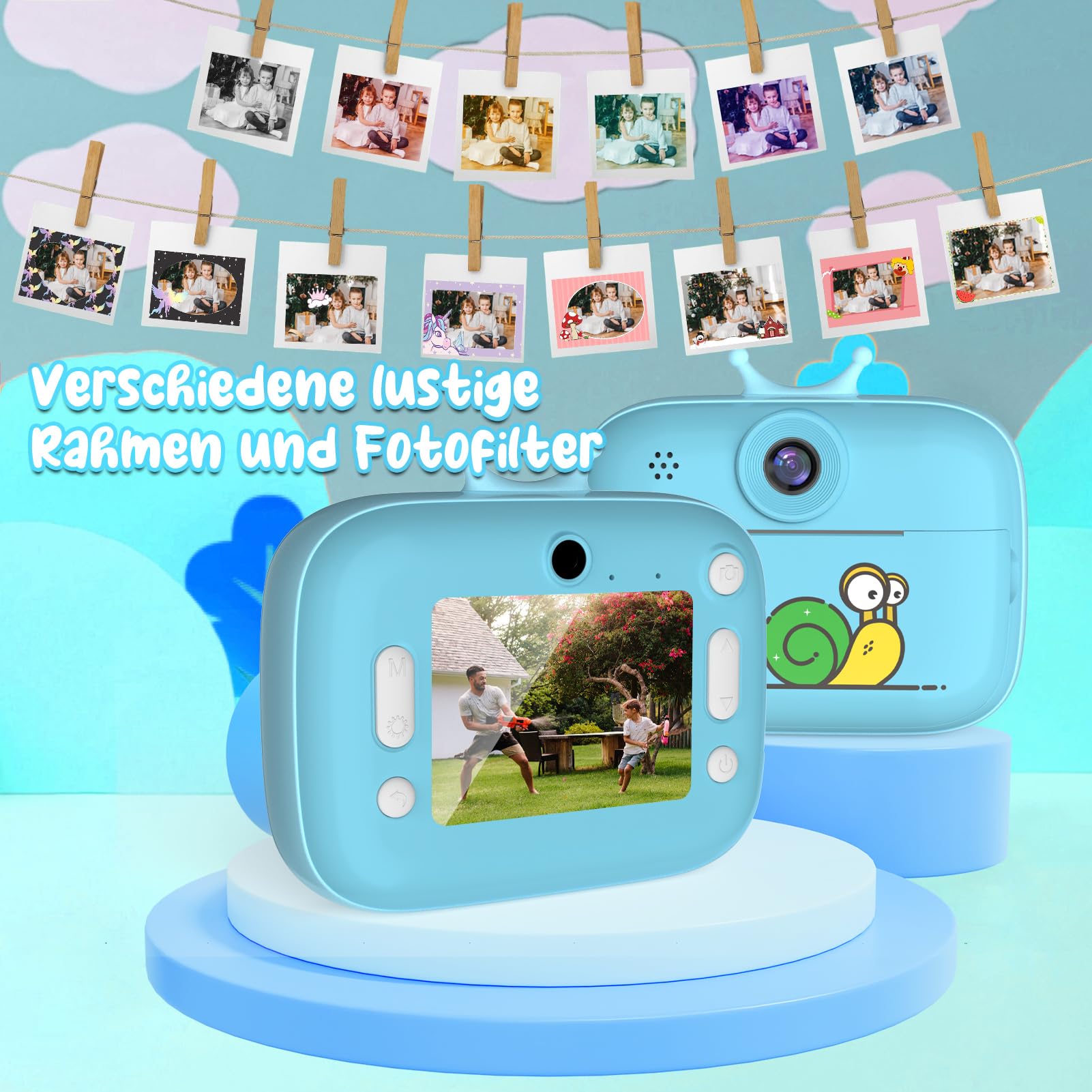 Macchina Fotocamera Istantanea per Bambini, Nauotk 2,4 Pollici Fotocamera Digitale con 32GB TF Scheda, Carta Fotografica per Stampa e Penne Colorate per DIY, Regalo di Natale per Bambini 3-14 anni