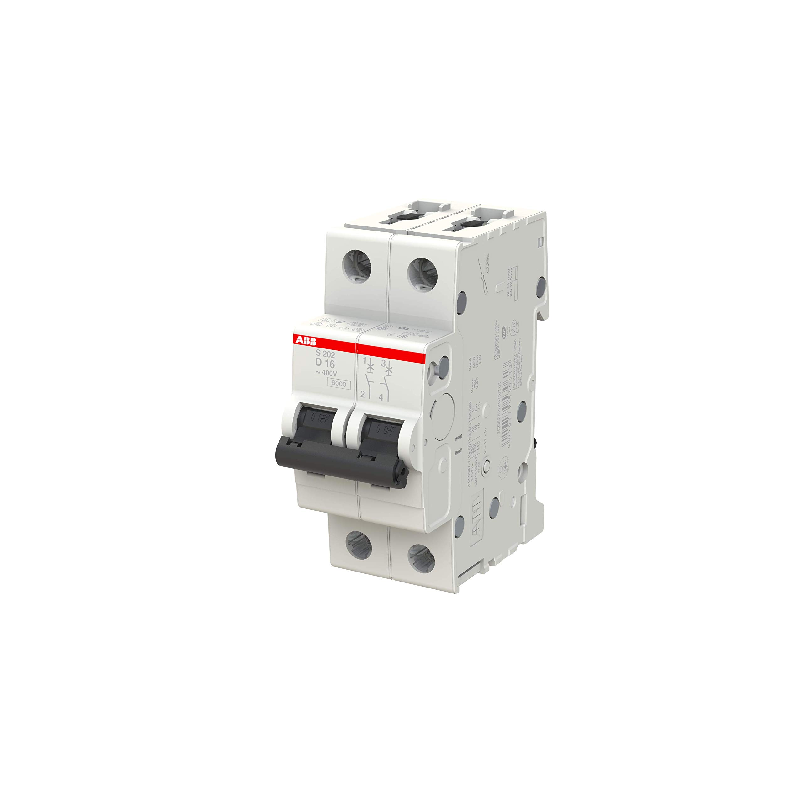 ABB S200 Miniaturüberlastschalter Typ D, Pol 2-polig 16A 400V ac, Abschaltvermögen 6 kA System Pro M Compact 125 V dc