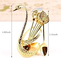 Vista 6 de Juego de cucharas de café con soporte de base de cisne, soporte de base de cisne de metal, organizador de cuchara con 6 cucharas, cucharas pequeñas