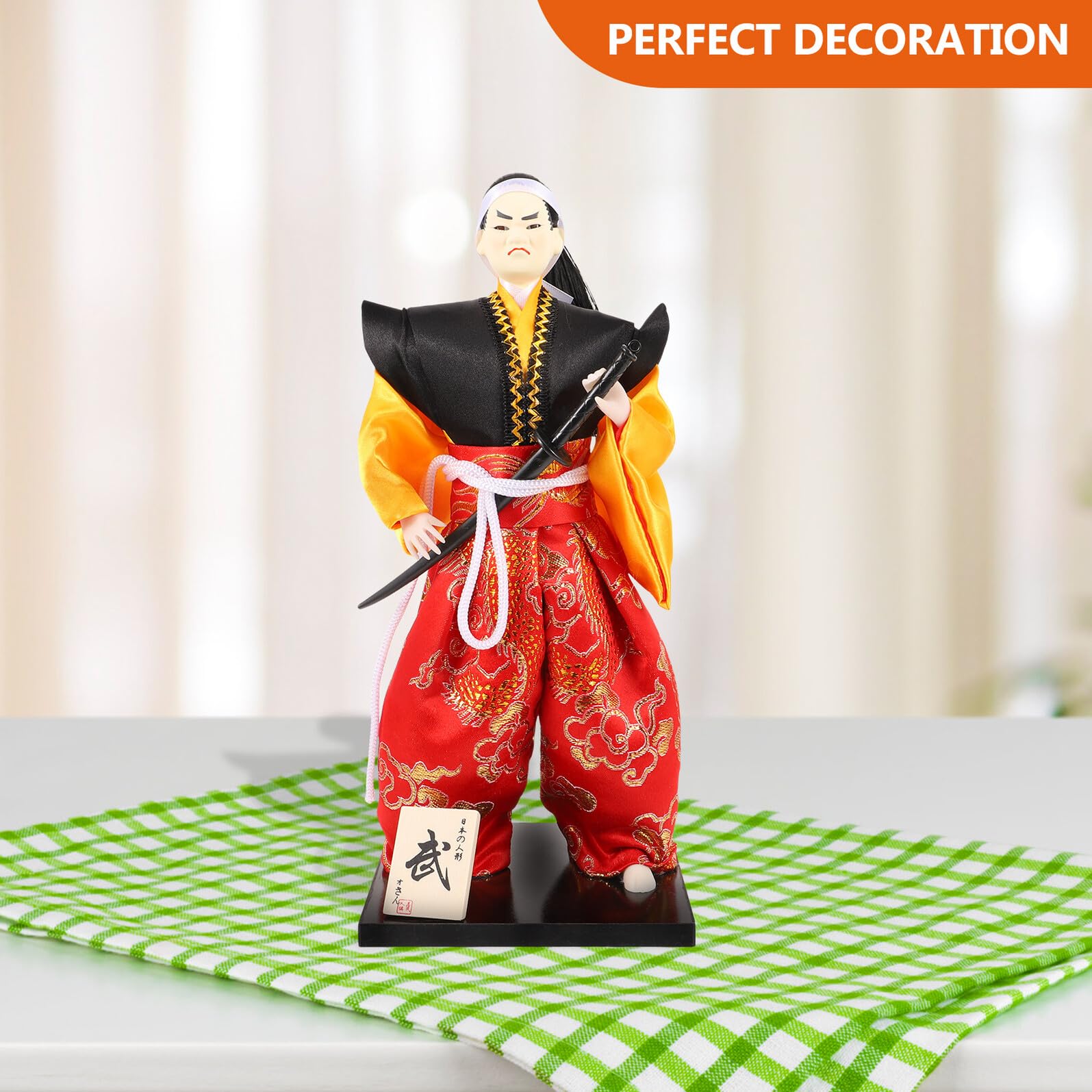 Muñeca Samurái Japonesa de Tela, Figura Decorativa Tradicional