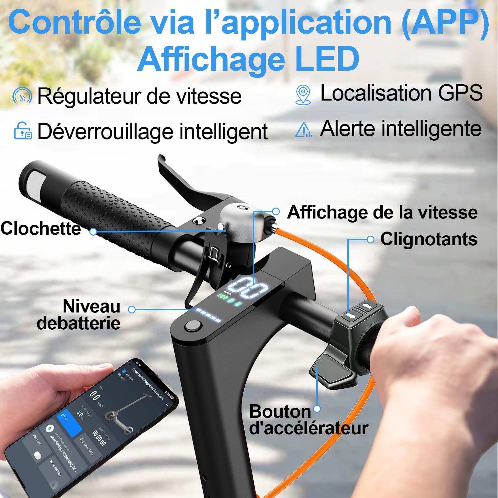 TODIMART T3S Trottinette Electrique Adulte Ultra Legere, Moteur 350W Autonomie 35KM Batterie 36V 7.8Ah,Trottinette électrique Pliable pneus nid d'abeille increvables, avec Clignotants