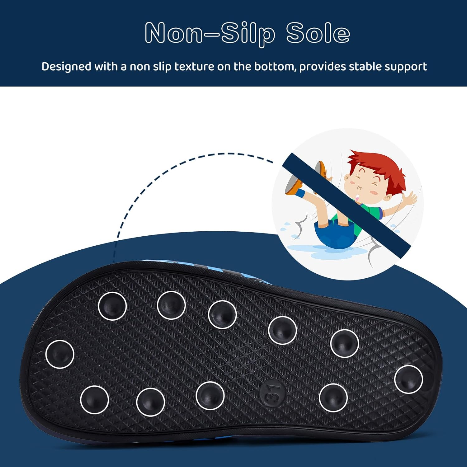 WateLves Girls & Boys Slide Sandals Kids Summer Slippers Slip On for Outdoor Beach Pool Shower (Little Kid/Big Kid) - Image 3