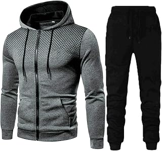 Men's Sweatsuit 2 Piece Sets Hooded Full-Zip Hoodie and Sweatpants Outfits Casual Jogger Outdoor Sportswear