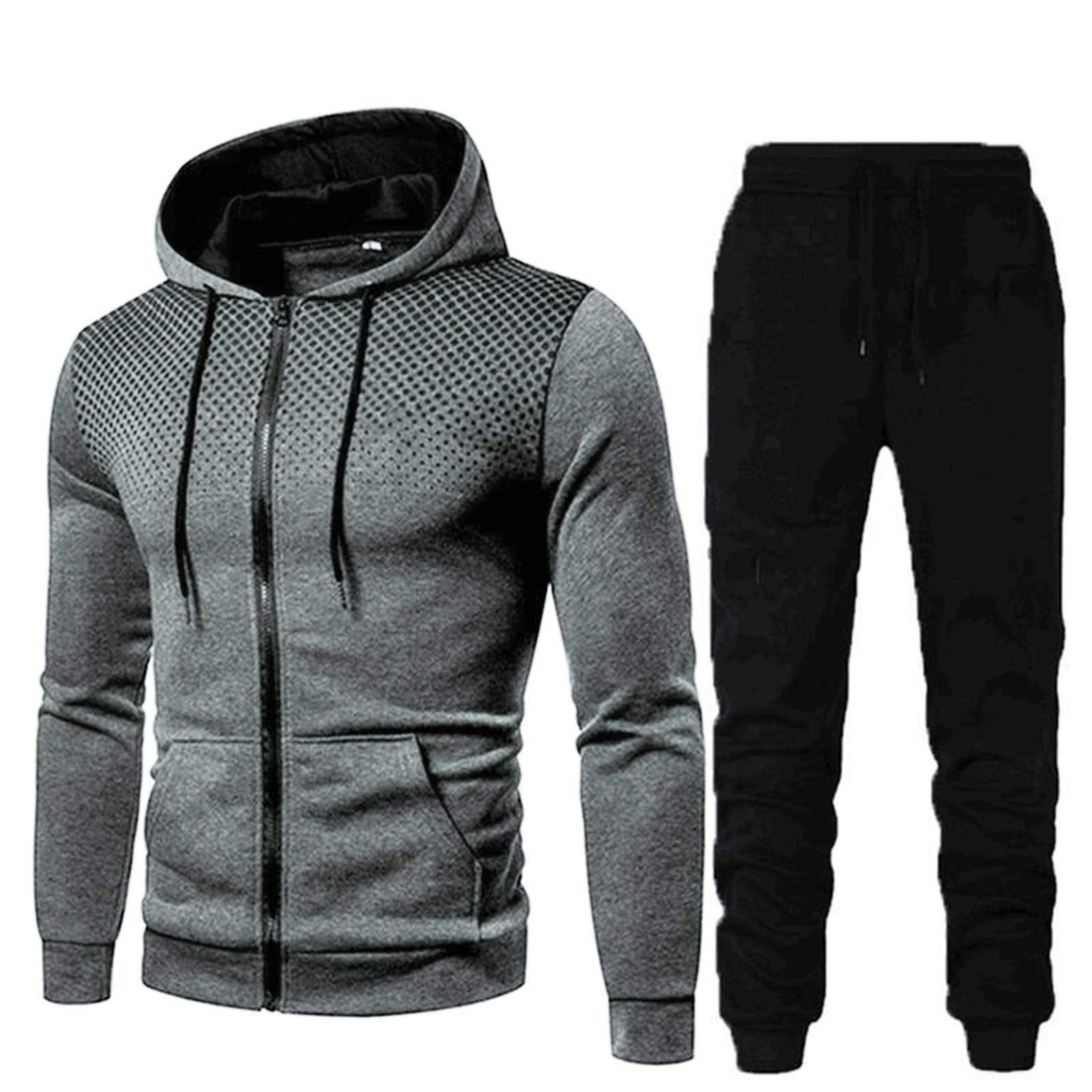 Chándal para hombre XL Chándal para hombre, traje de casa de un solo color, 2 piezas, traje de invierno acogedor para hombre, ropa de calle holgada, chándales de entrenamiento, traje de jogging para