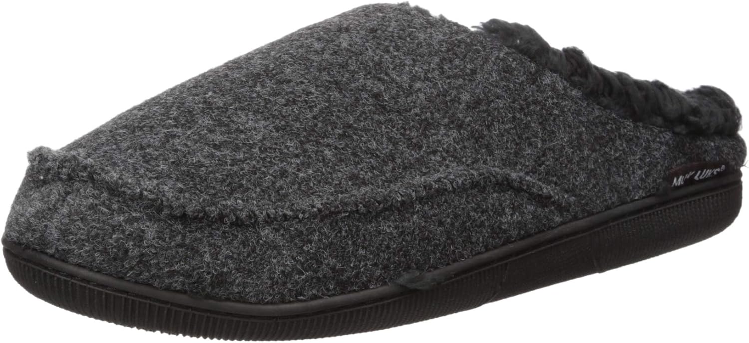 MUK LUKS Men's Faux Wool Moccasin, Black, Medium