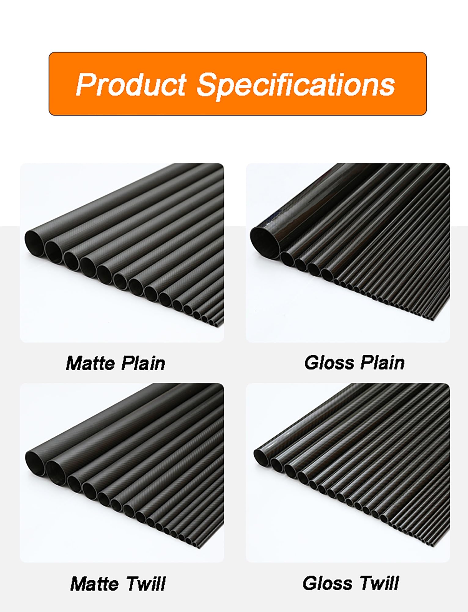 1 tubo cavo in fibra di carbonio 3K ad alta resistenza personalizzato | Diametro 6-40 mm lavorato con precisione | Parti in fibra di carbonio industriale leggere(Glossy,20x18x1000mm)