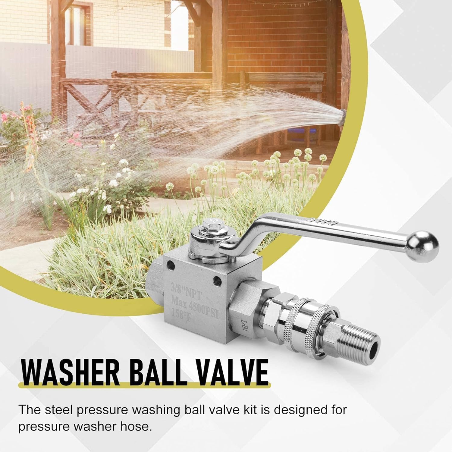 Kit di valvole ad alta pressione con attacco rapido da 3/8", 4500 PSI per tubo ad alta pressione (kit valvola a sfera idropulitrice)