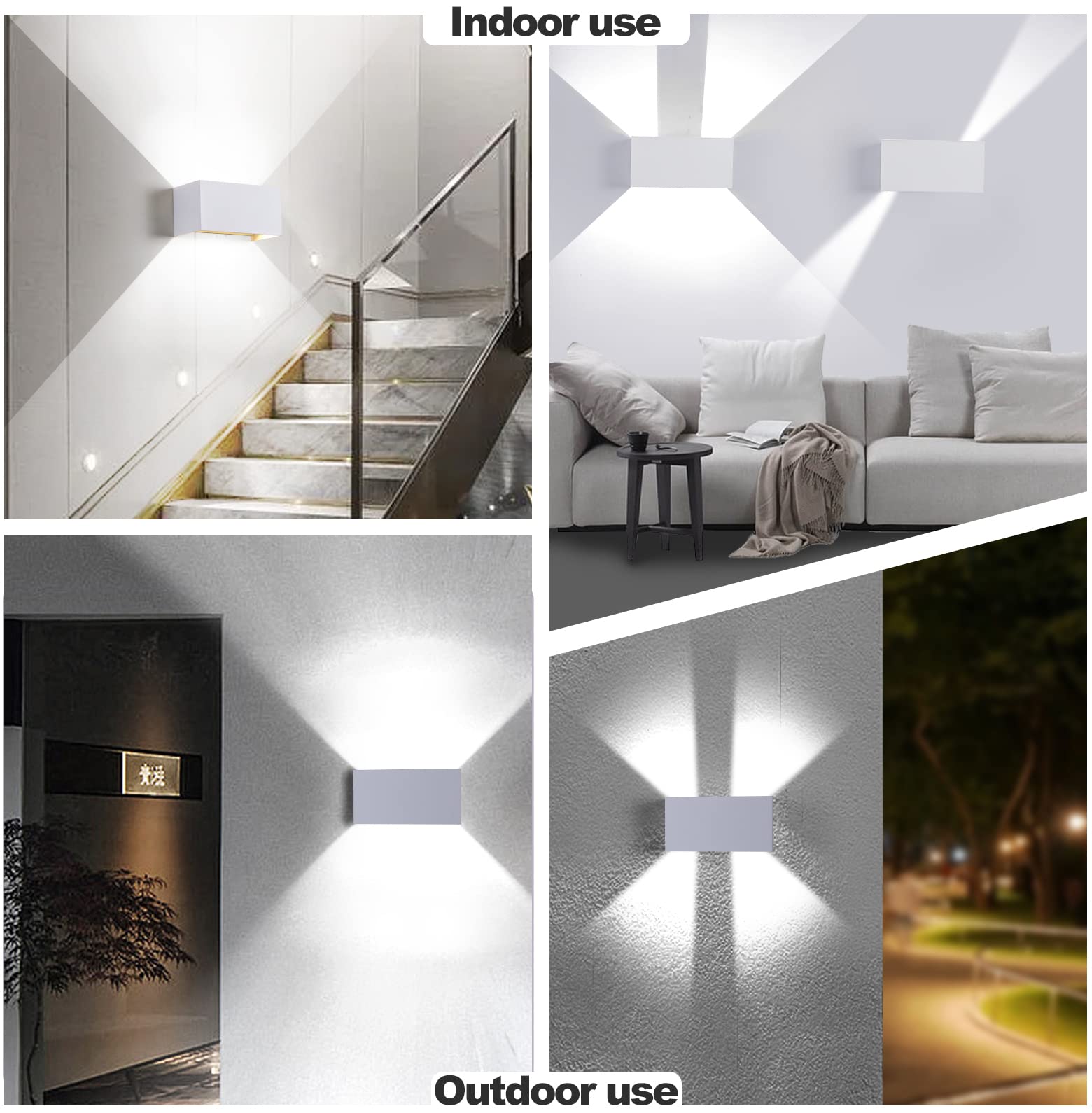 2 Applique LED Ankey 8W 6000K Bianco Freddo – Impermeabile IP65, Corpo Nero In Alluminio, Dim. 22x8x4,5 Cm – Per Interni Ed Esterni, Facile Installazione
