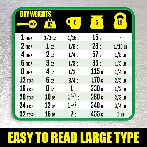 Miniatura 7 de Tabla de conversión de cocina y paquete de combinación de hojas magnéticas de proteínas veganas  Extra grande y fácil de leer guías de referencia