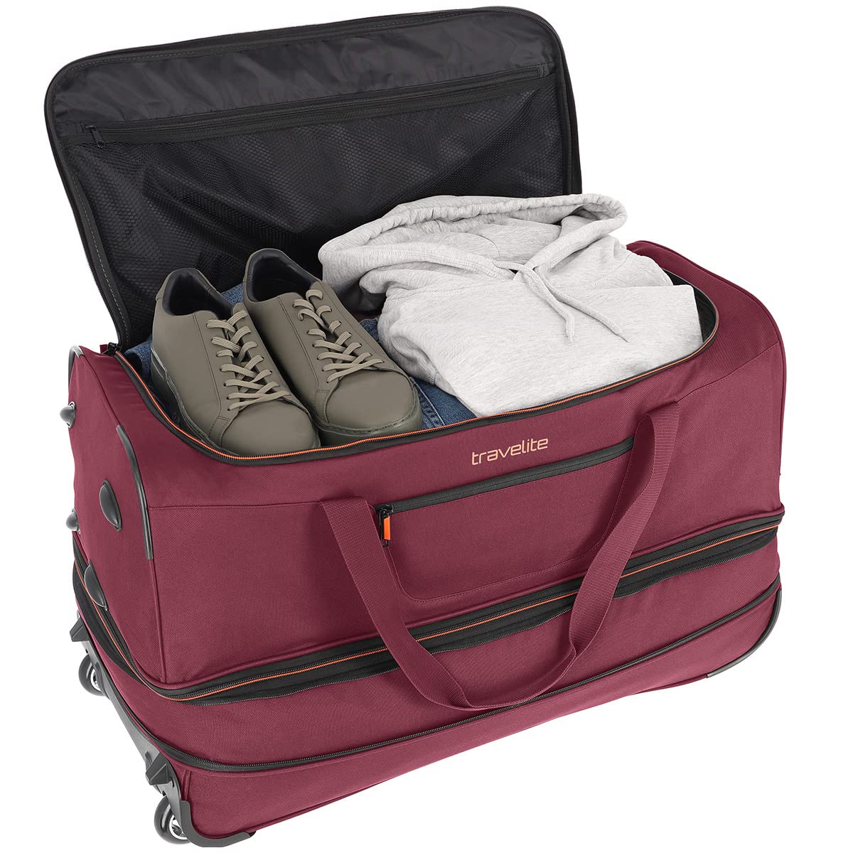 travelite Bolsa de viaje Trolley con ruedas, volumen grande y ampliable, BASICS, bolsa enrollable para equipaje blanda con pliegue de expansión, 70 cm, 98 - 119 litros