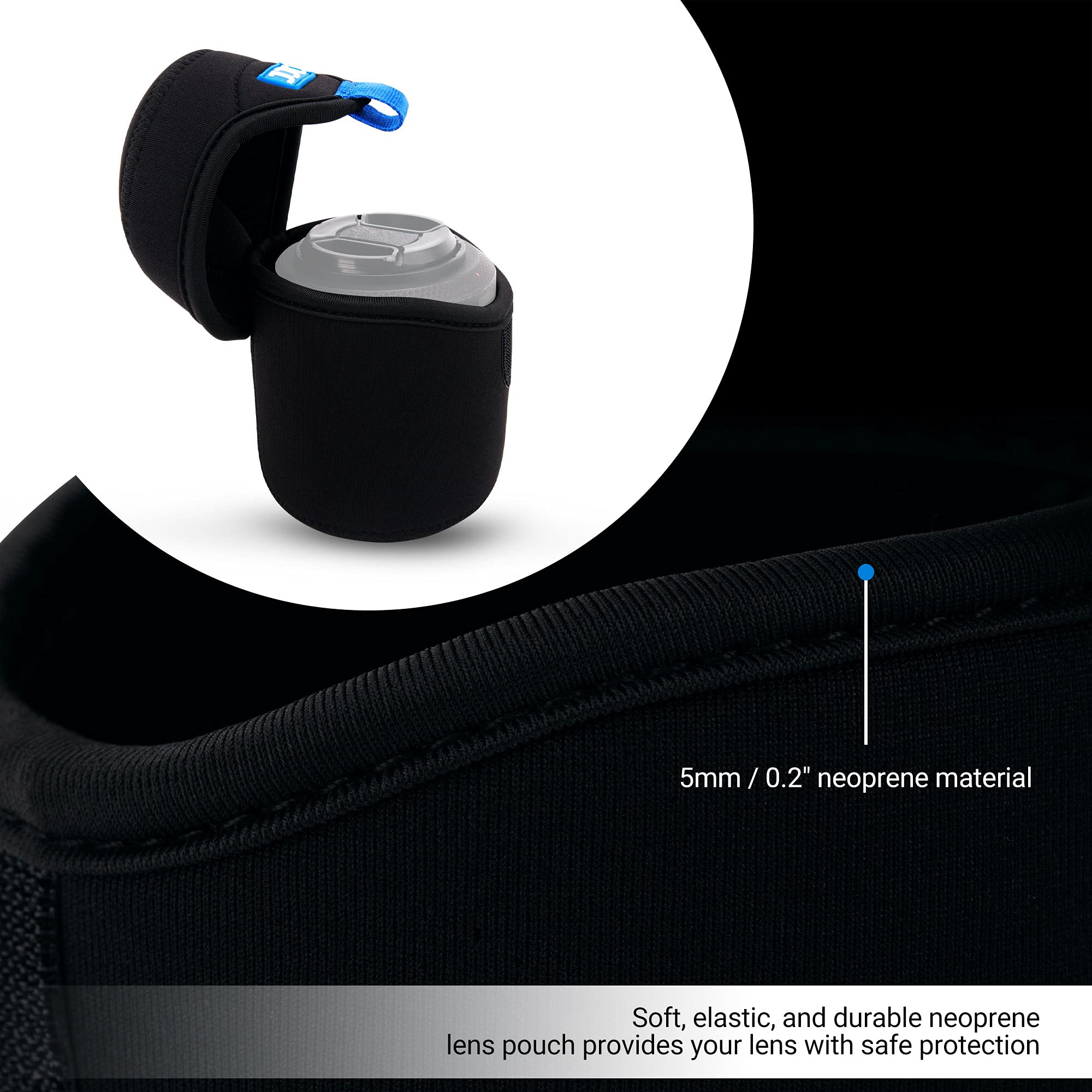 JJC Custodia per obiettivo lenti neoprene protettiva per Canon Fuji Olympus per Nikon obiettivi, L Fits Lens ≤ 78x78mm
