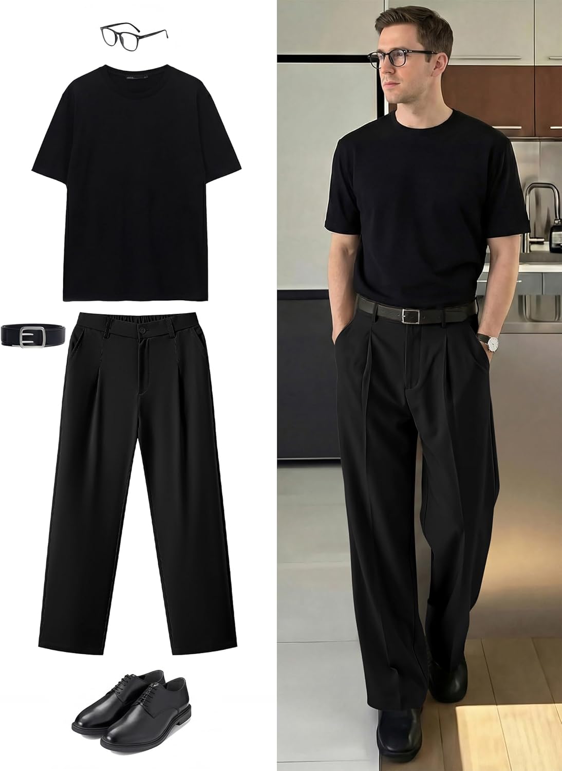 JMIERR Men's Baggy Pants Pleated Wide Leg Casual Dress Loose Fit Slacks Trousers - Image 6