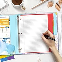 Vista 4 de Elegante carpeta de 3 anillos de 1 pulgada, bonito organizador de tres anillos para papel tamaño carta, carpeta de 1 pulgada con divisores