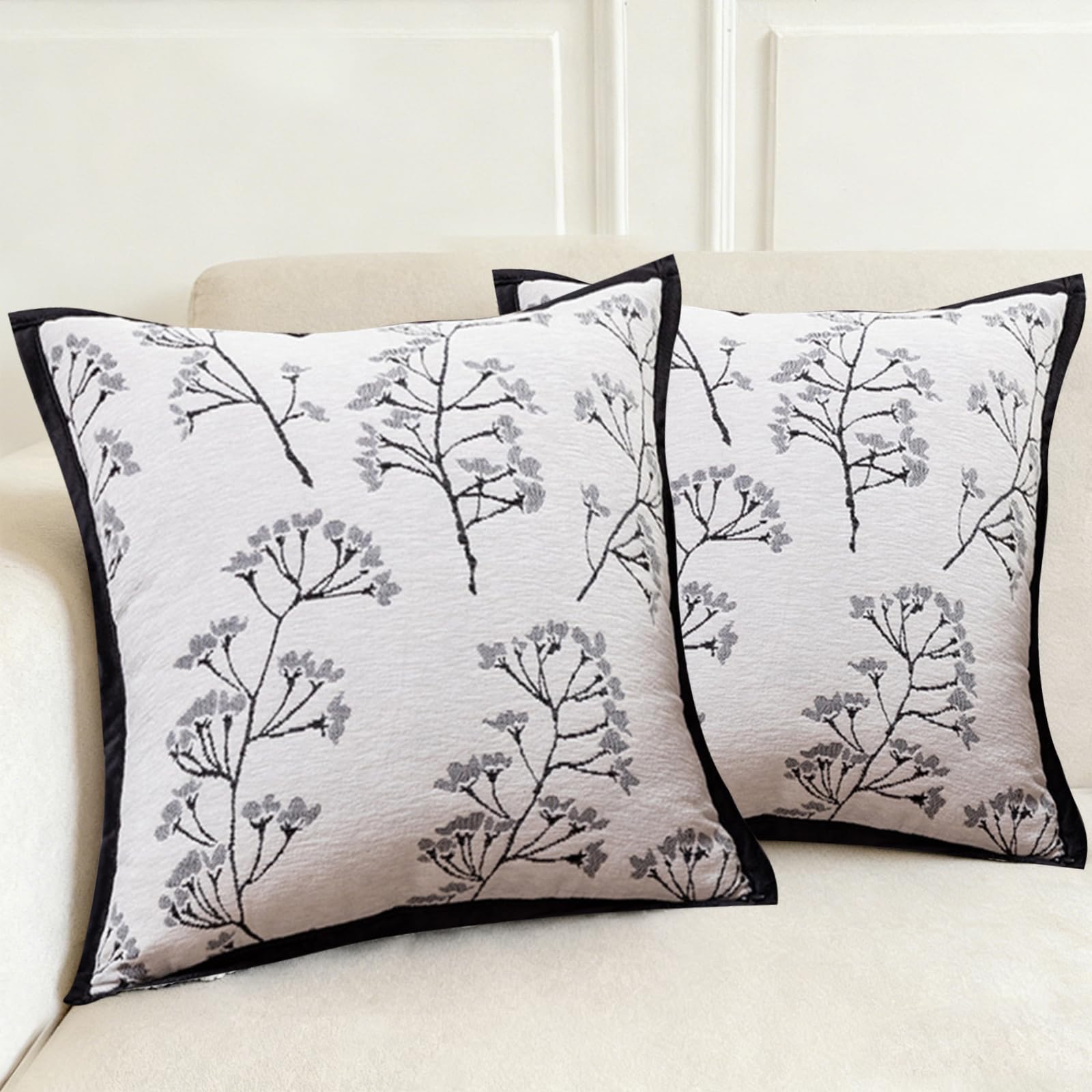 Traziewell Chenille Cushion Covers 45 x 45 Set of 2 Soft Luxury Pillowcases 18x18 Cushions Cover Modern Farmhouse Home Decorative Couch Throw Pillow Covers 463
