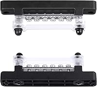 Vista 5 de Weewooday Barra de bus de 12 V 150 A con tapa, mini bloque de terminales de distribución de energía con barra de bus de 10 cuadrillas, 6 tornillos