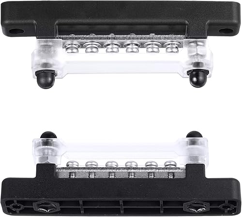 Miniatura 5 de Weewooday Barra colectora de 10 segmentos con tapa, barra de bus de 6 terminales, bloque de barra colectora de 150 A con tapa, bloque de terminales