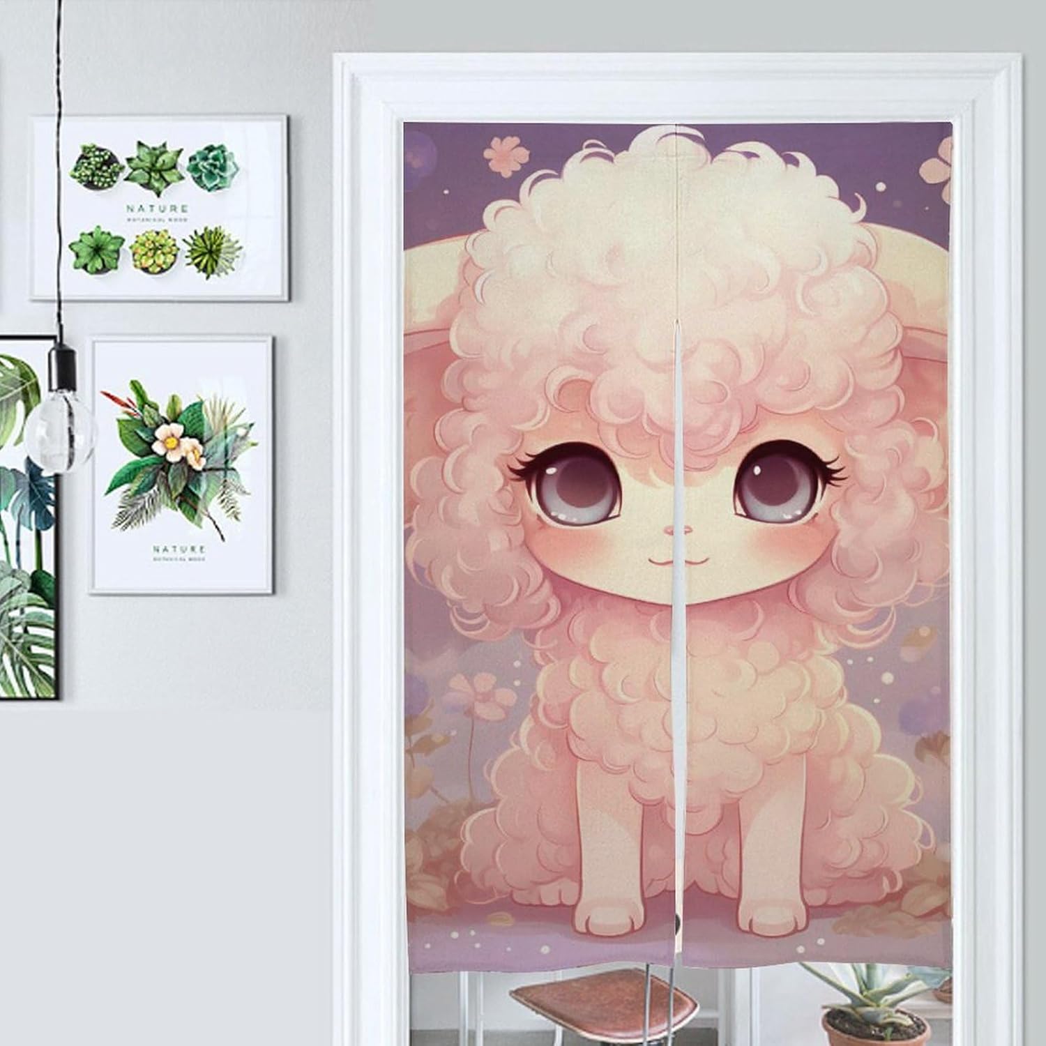 Cute Sheep Door Curtain Blackout Door Cover Curtains Door Screen for Home Accessories